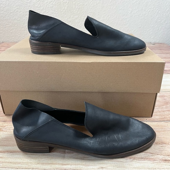 Lucky Brand Womens Cahill  Leather Flats Loafers Black Almond Toe 8 M - Picture 1 of 7
